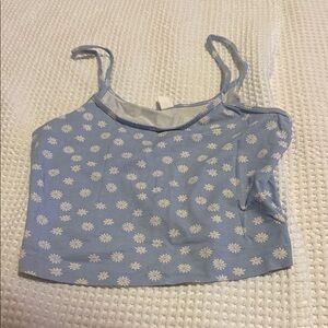 Blue Daisy Print Crop Top